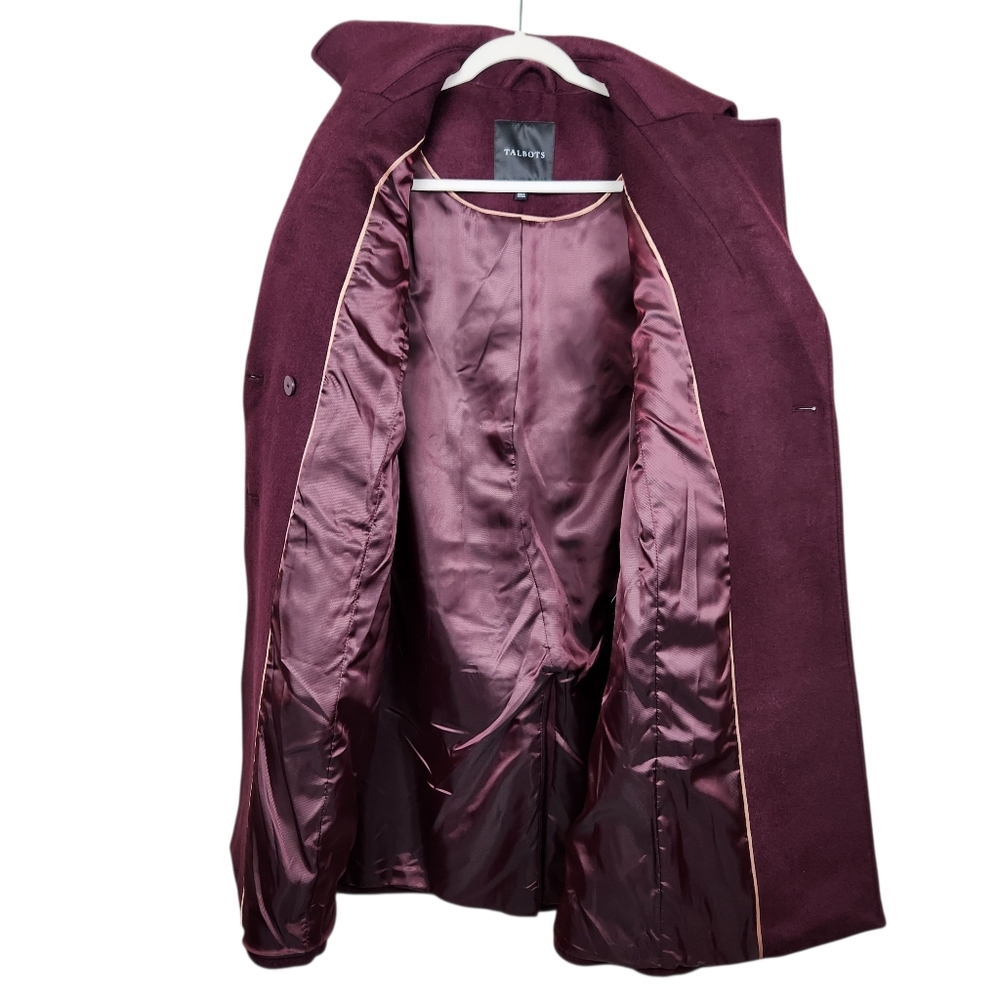 Talbots Double Breasted Wool Blend Car Coat Plum Wine Purple Gala Womens Size S - Picture 11 of 14